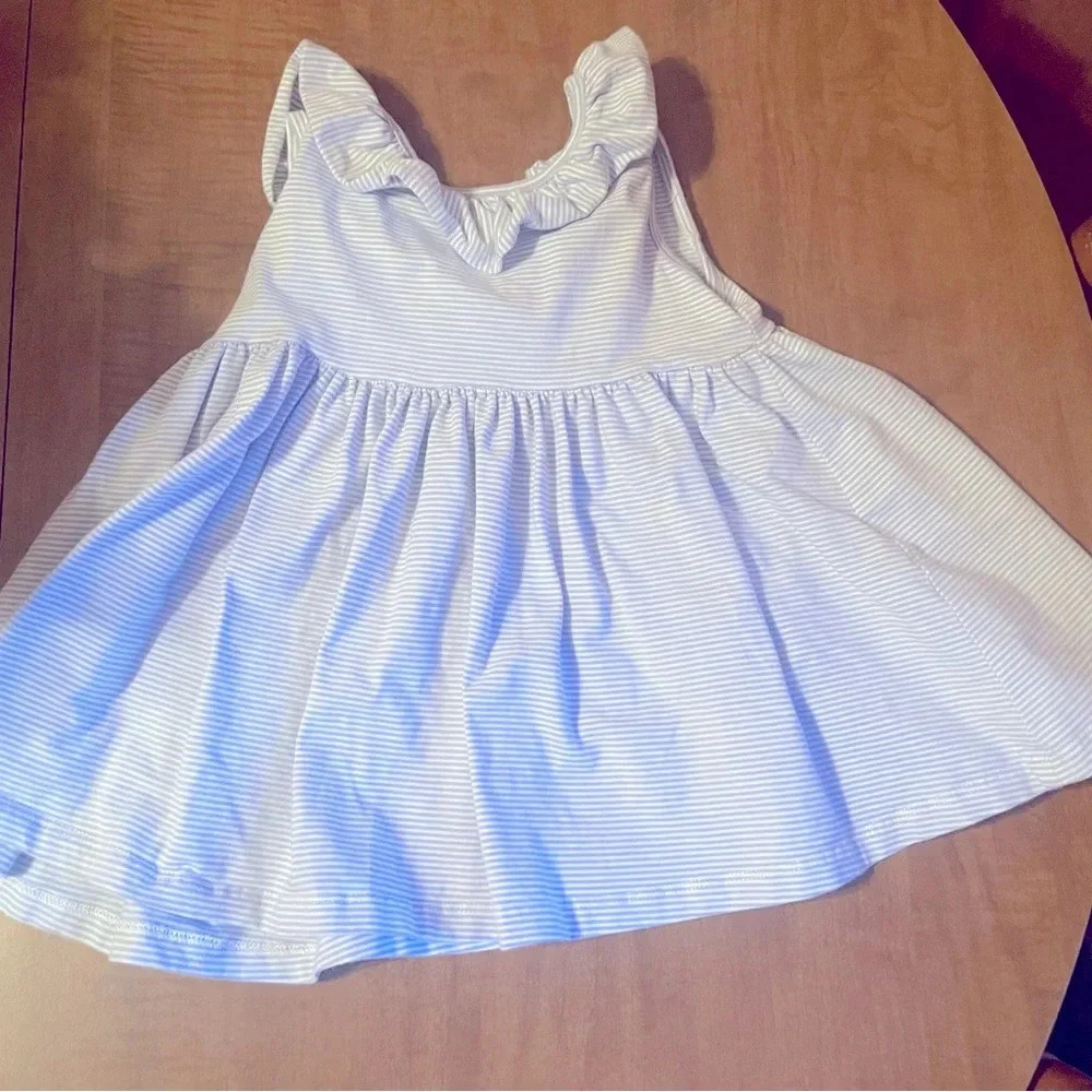 Vignette boutique baby blue striped ruffle back knit dress 2T EUC